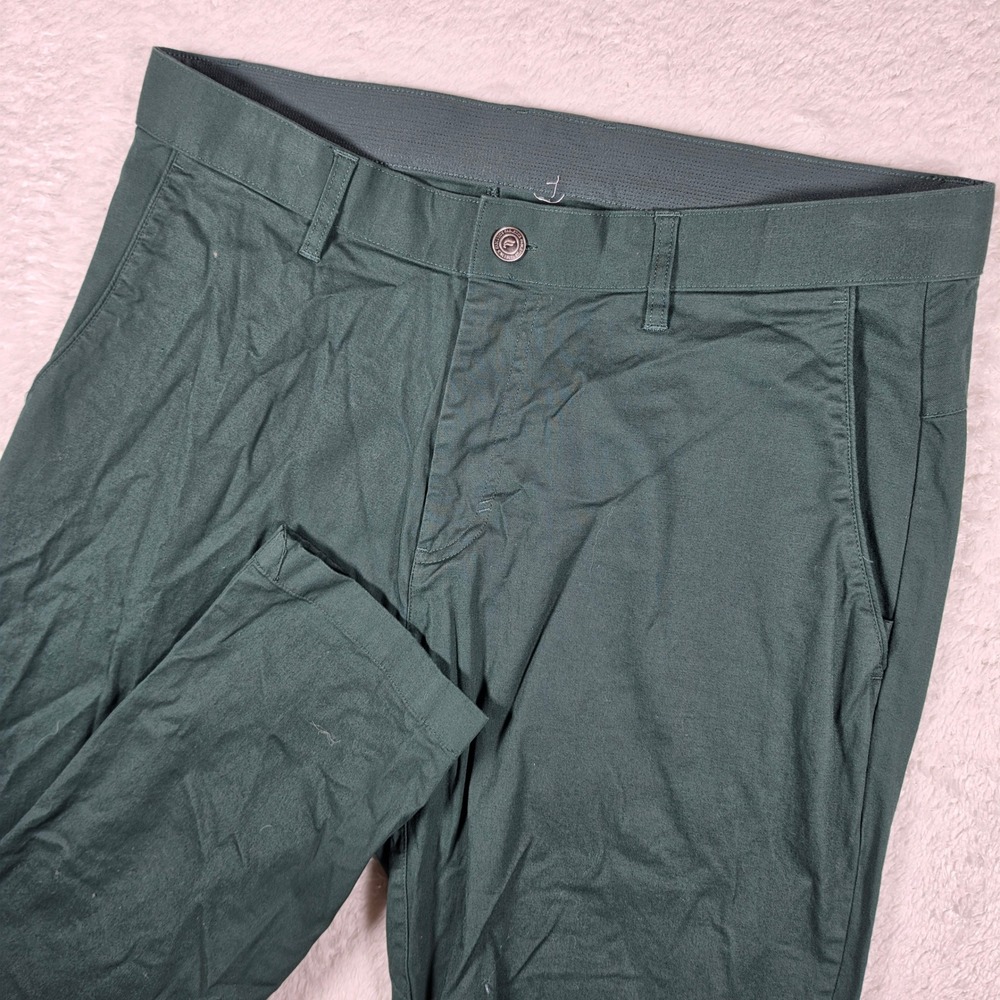 Fabletics Go-To Chino Mens 34/30 Green Stretch Tapered Casual Pants